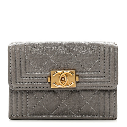 Chanel Caviar Quilted Small Boy Flap Wallet Grey 1 of 11
