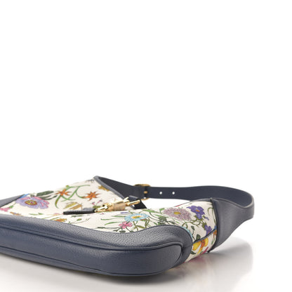Gucci Canvas Flora Medium Jackie Hobo Blue Agata 10 of 11