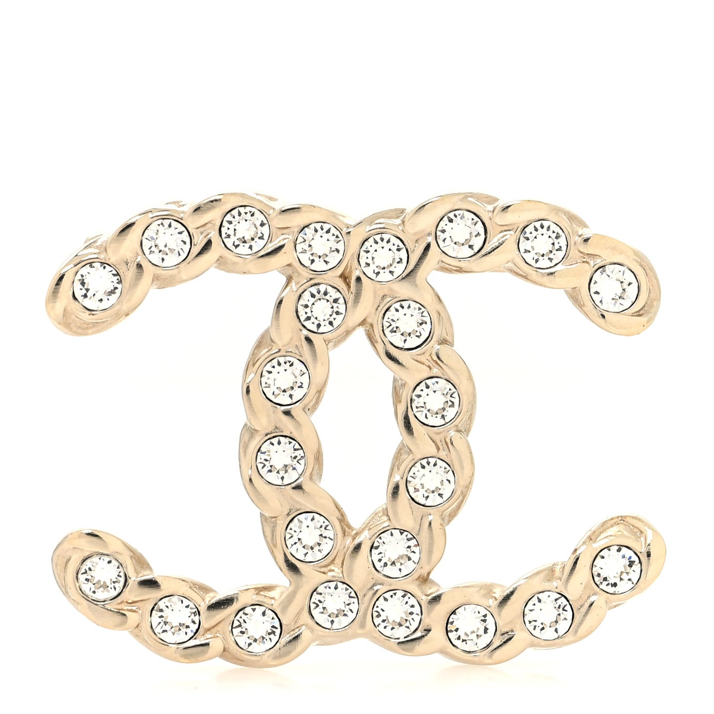Crystal Pearls Coronation CC Brooch Gold
