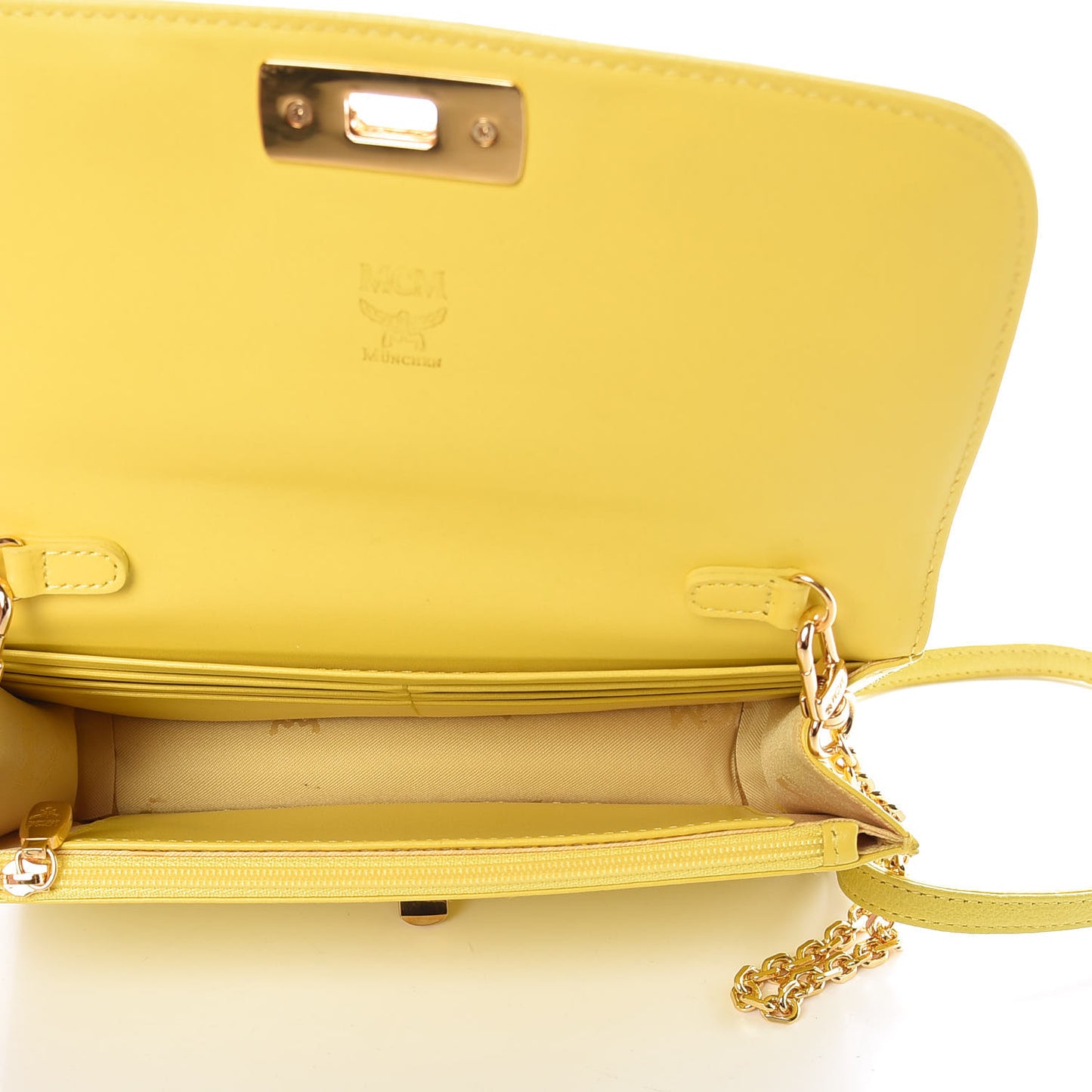 Calfskin Chain Wallet Yellow