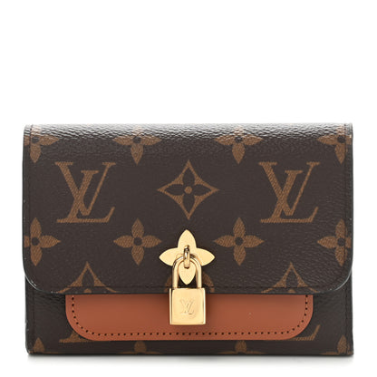 Louis Vuitton Monogram Flower Lock Compact Wallet Caramel 1 of 10
