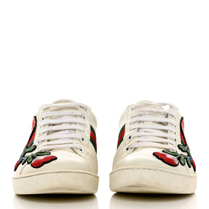 Gucci Calfskin Web Floral Embroidered Womens Ace Sneakers 36.5 White 2 of 11