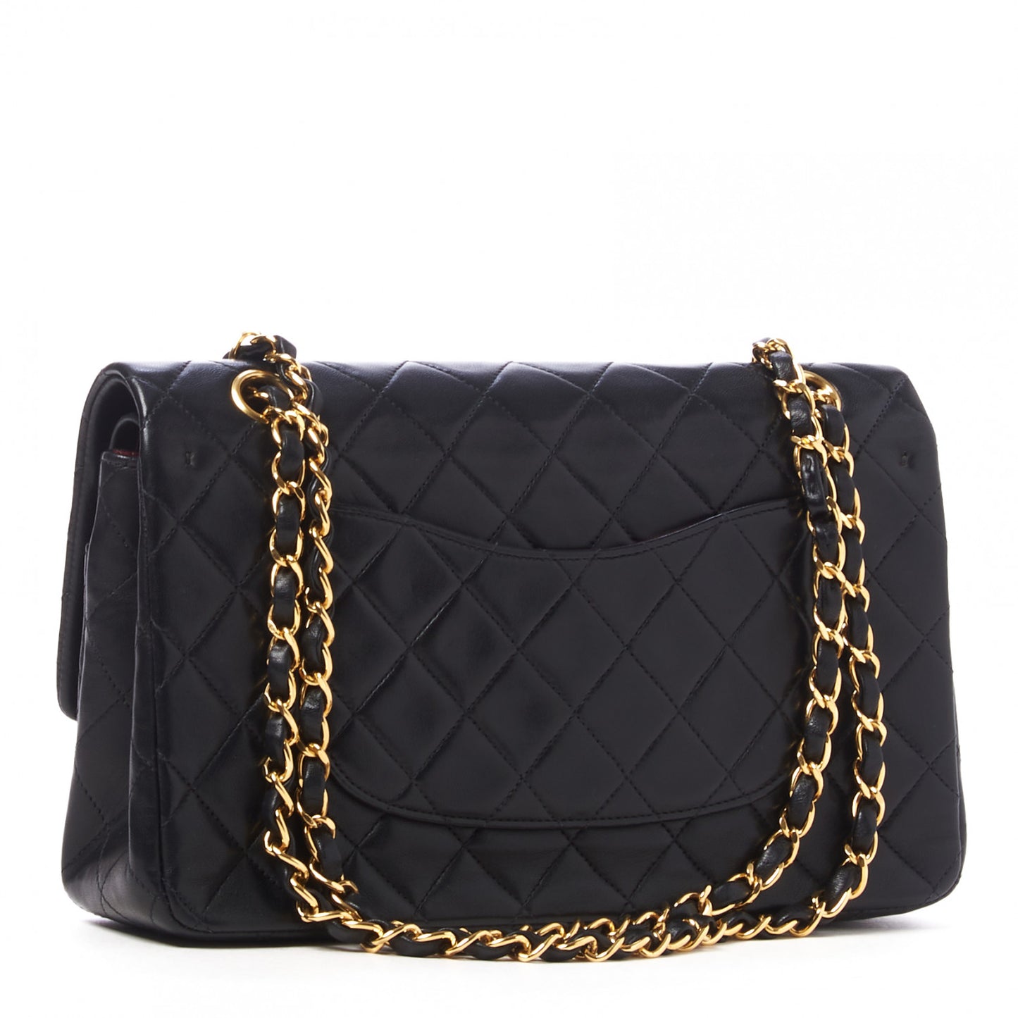 Lambskin Quilted Medium Double Flap Black