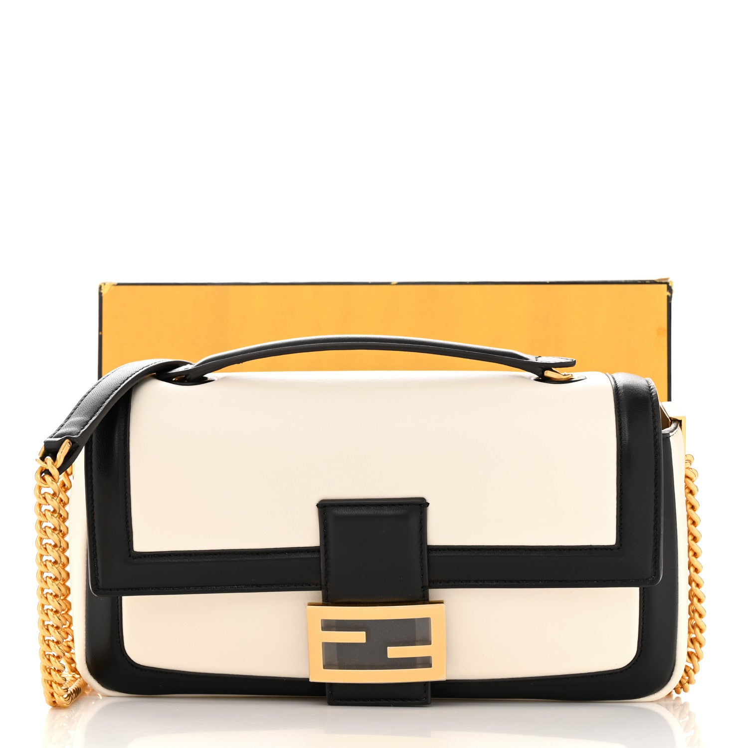 Fendi Nappa Apolo Bi-Color Chain Baguette Uovo Black 14 of 14