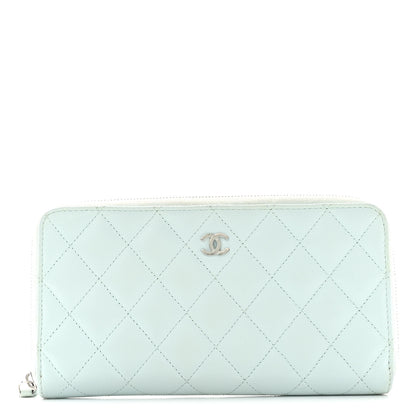 Chanel Caviar Quilted Large Gusset Zip Around Wallet Light Blue 1 of 9