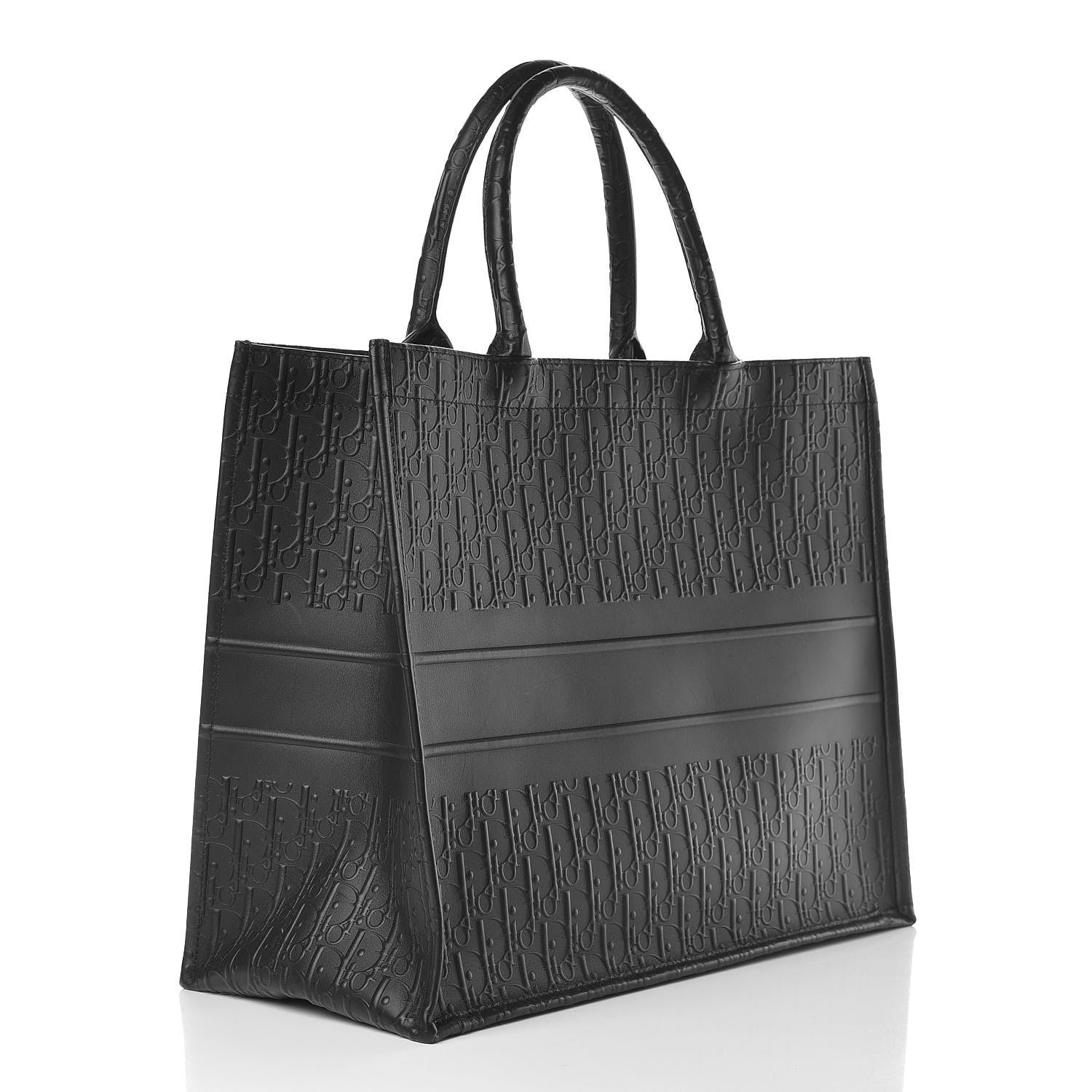 Christian Dior Oblique Calfskin Embossed Book Tote Black 3 of 13