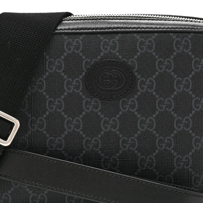Gucci GG Supreme Monogram Azalea Calfskin Retro Interlocking G Wristlet Shoulder Bag Black 9 of 11