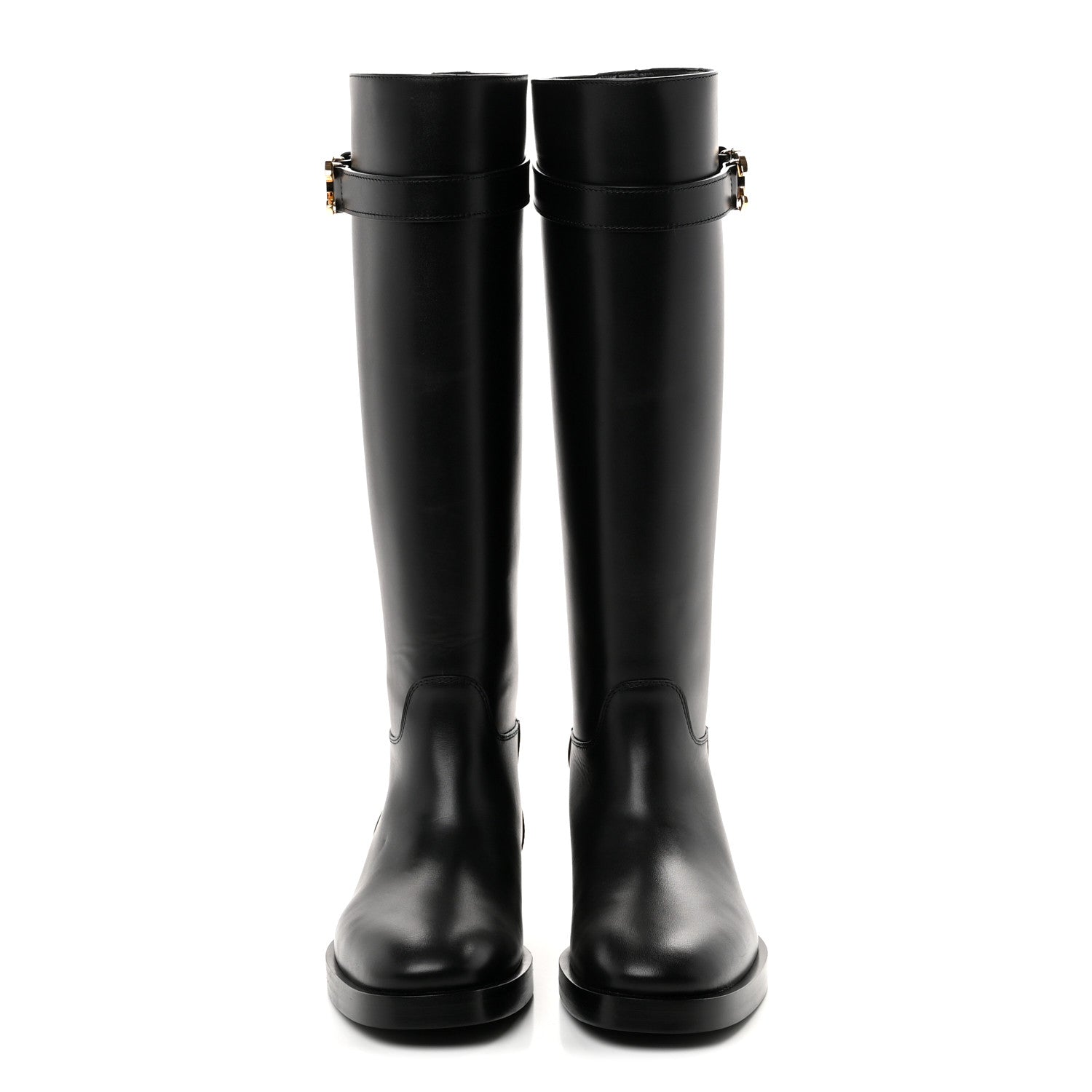Chanel Calfskin CC Buckle High Boots 38 Black 2 of 8