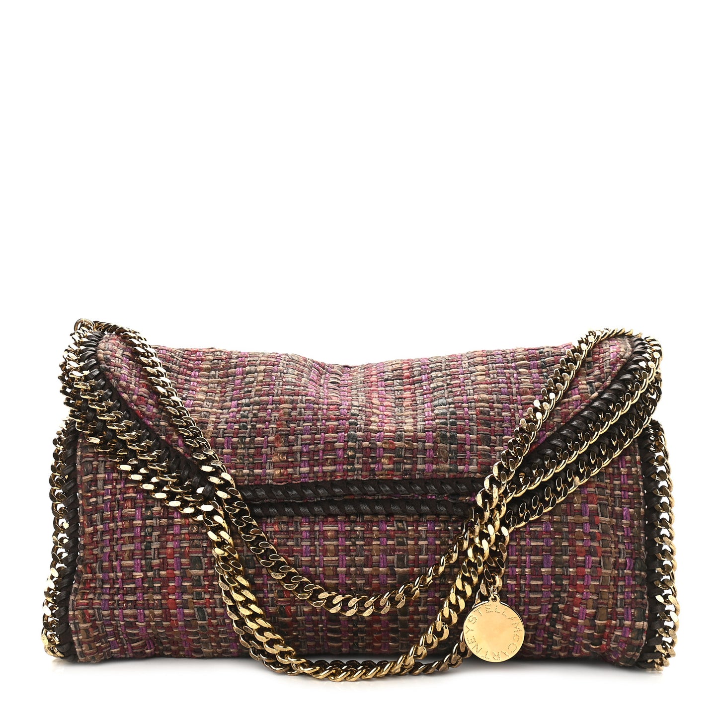 Metallic Woven Boucle Fold Over Falabella Tote Multicolor