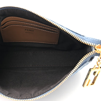 Fendi Denim Vitello King F is Fendi FF Embroidered Baguette Pouch Denim Sand 5 of 11