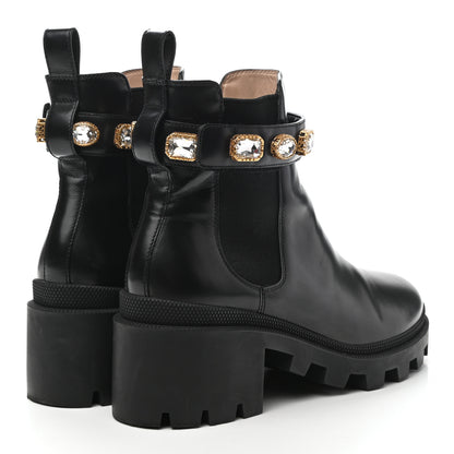 Gucci Calfskin Crystal GG Trip Chelsea Ankle Boots 39.5 Black 4 of 10