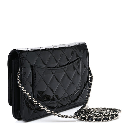 Chanel Patent Quilted Wallet On Chain WOC Black 3 of 11