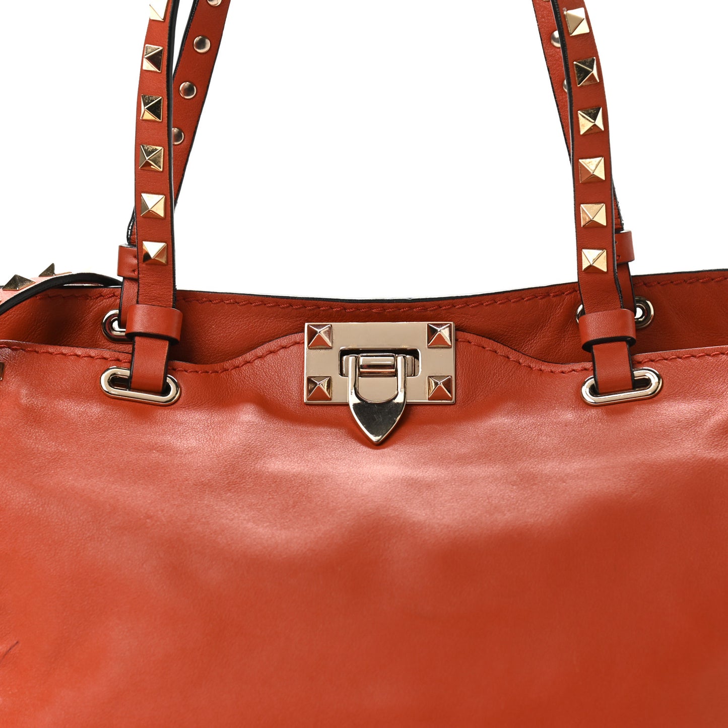 Vitello Small Rockstud Tote English Red