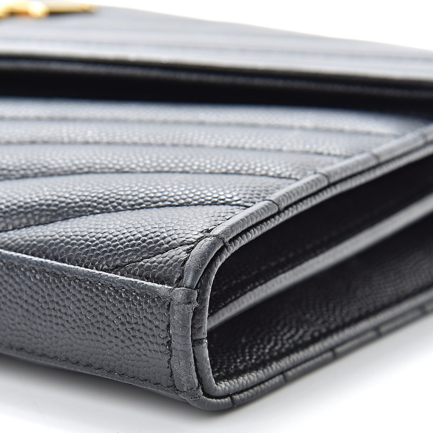 Grain De Poudre Matelasse Chevron Monogram Chain Wallet Black