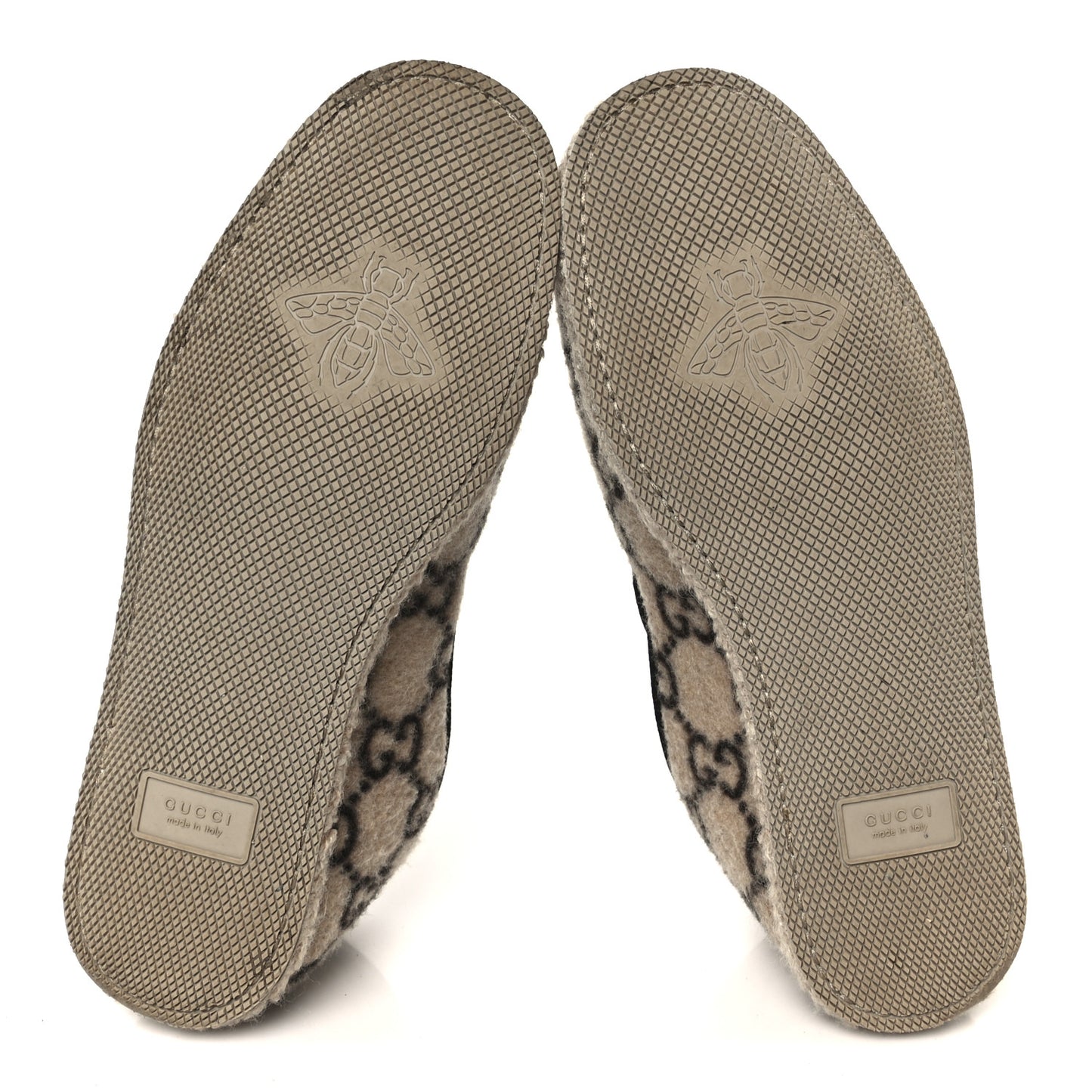 Covered Wool GG Monogram Mens Fria Horsebit Loafers 9 Beige Ebony Black Butterscotch
