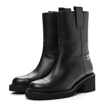 Chanel Calfskin CC Ankle Boots 35 Black 3 of 10
