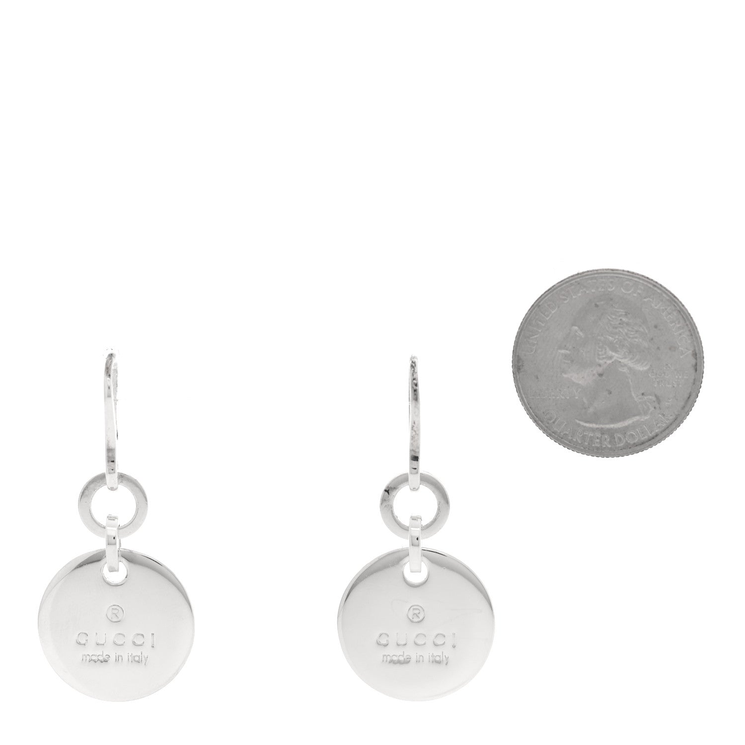 Gucci Sterling Silver Trademark Round Drop Earrings 2 of 5