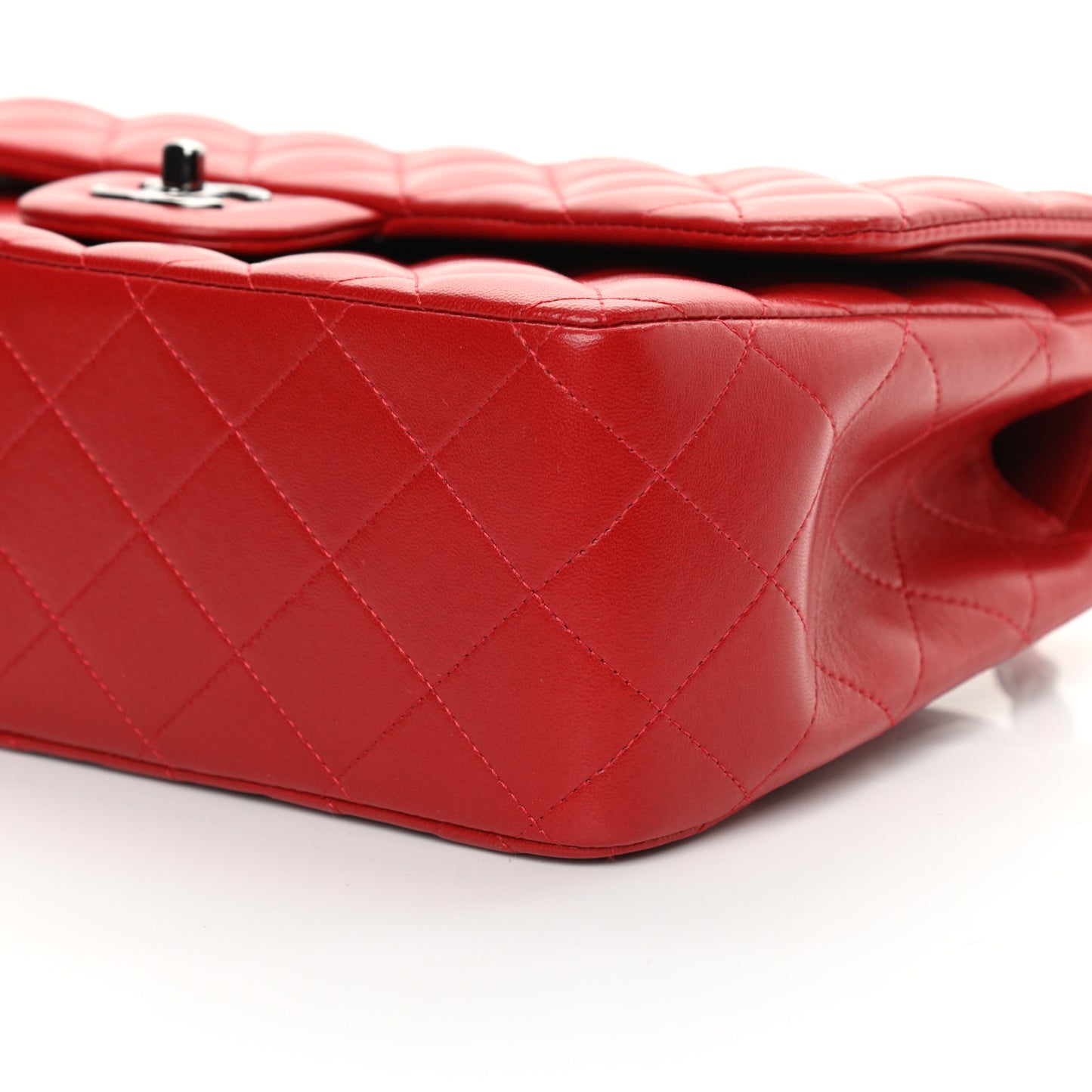 Lambskin Quilted Jumbo Double Flap Red