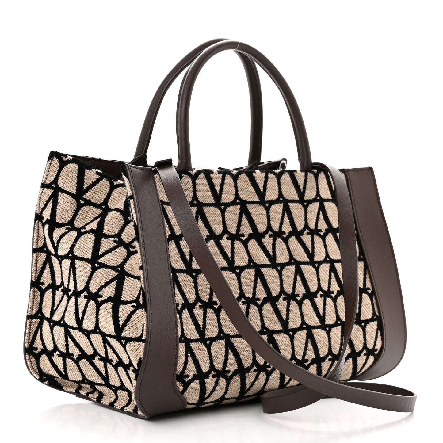 Toile Iconographe Calfskin Medium Vlogo Tote Naturale Black Fondant