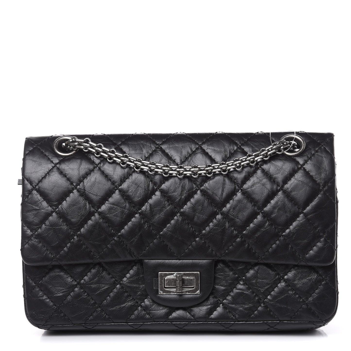 Aged Calfskin Quilted 2.55 Reissue 225 Flap Black