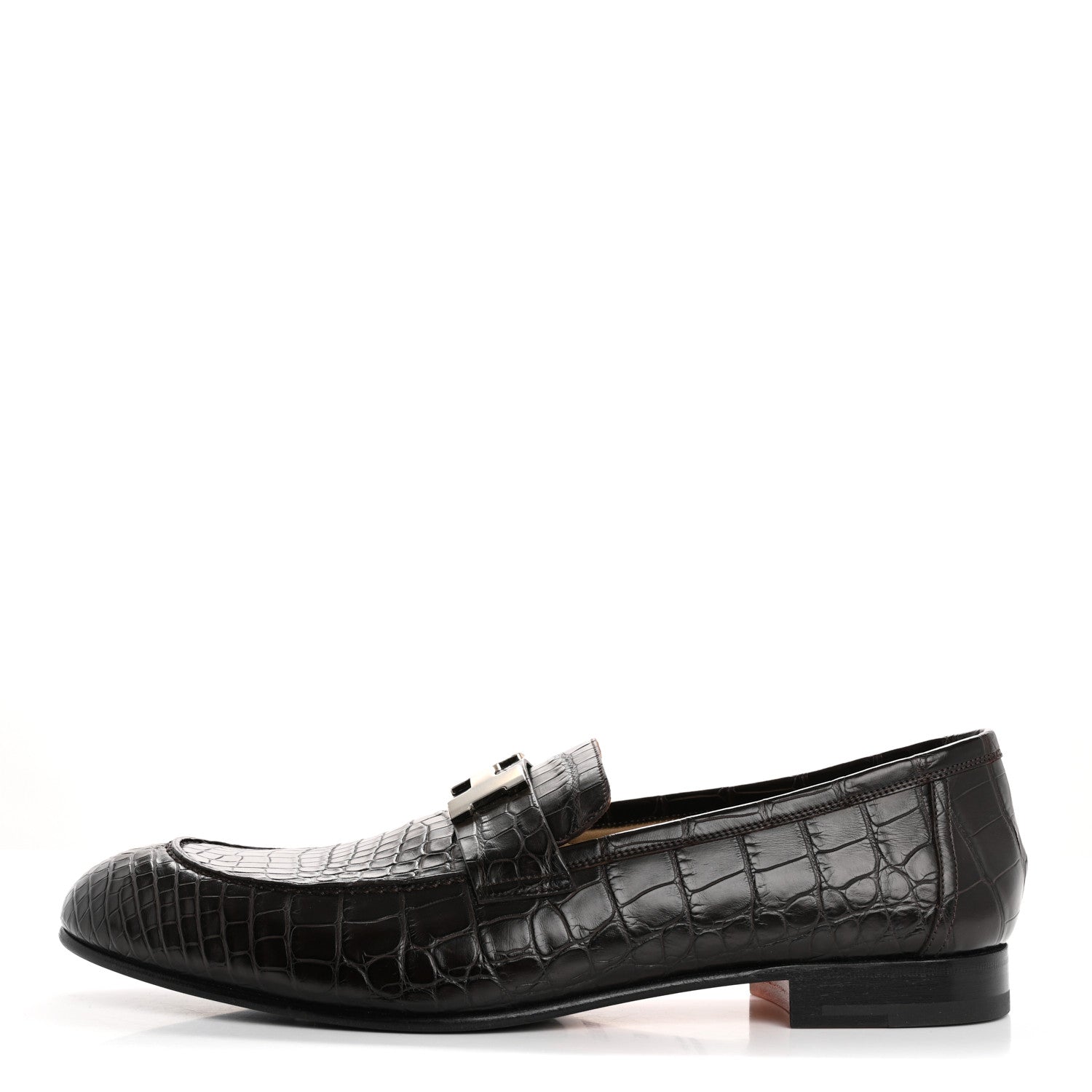 Hermes Matte Alligator Mens Paris Loafers 45 Moka 1 of 9