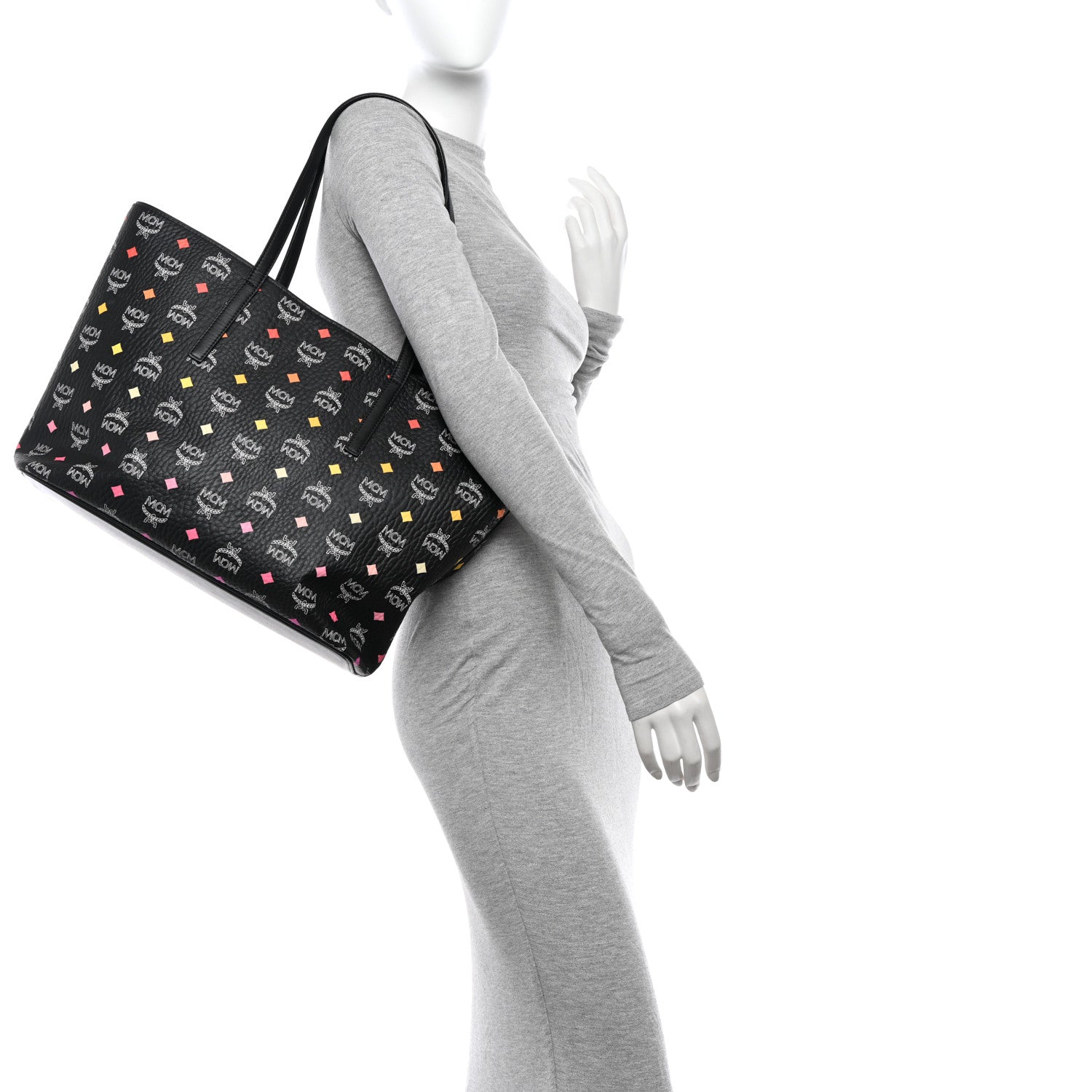 MCM Visetos Spektrum Medium Anya Shopper Tote Black 2 of 12