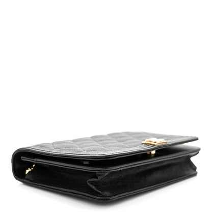 Chanel Caviar Quilted Boy Wallet On Chain WOC Black 4 of 12