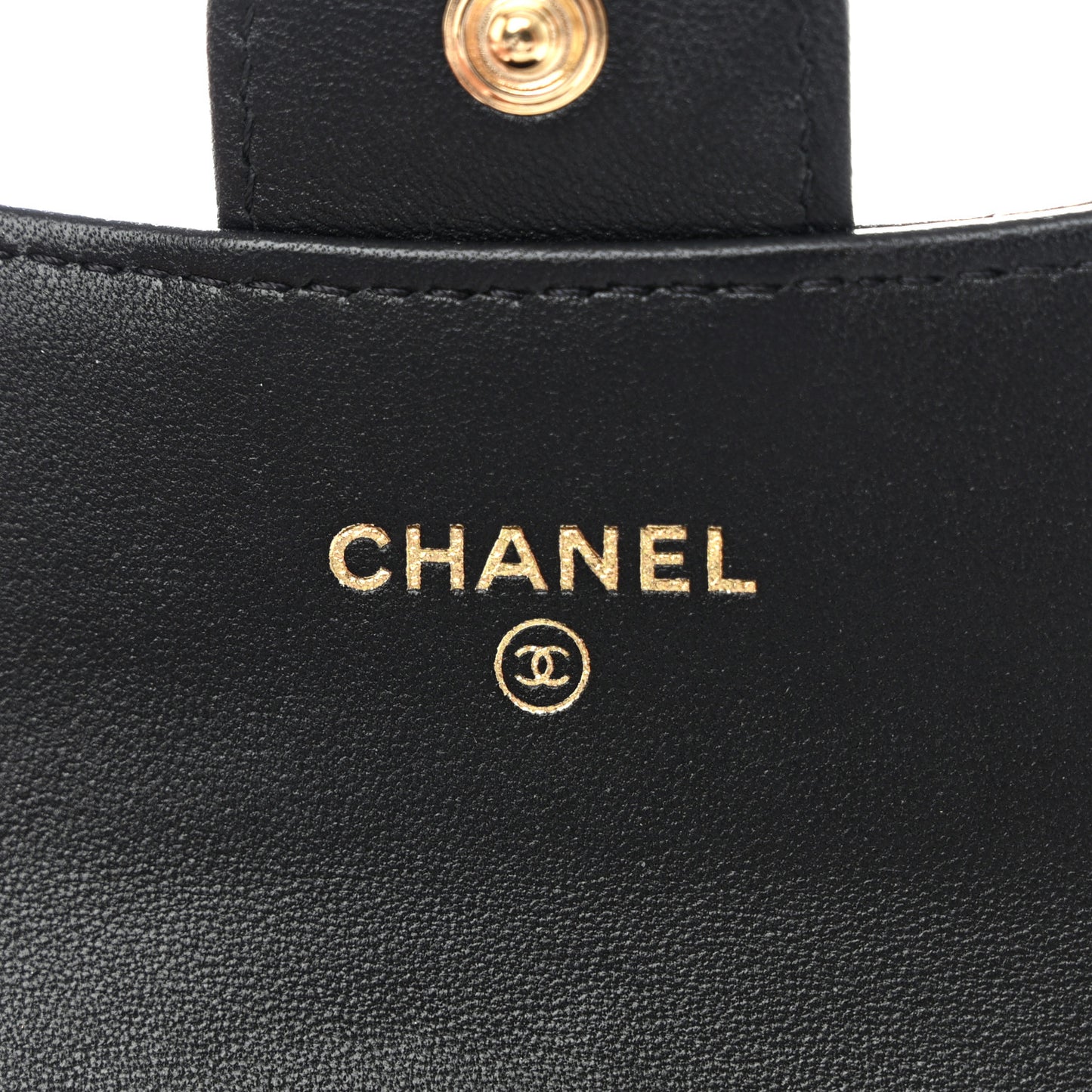 Lambskin Quilted Flap Card Holder Black