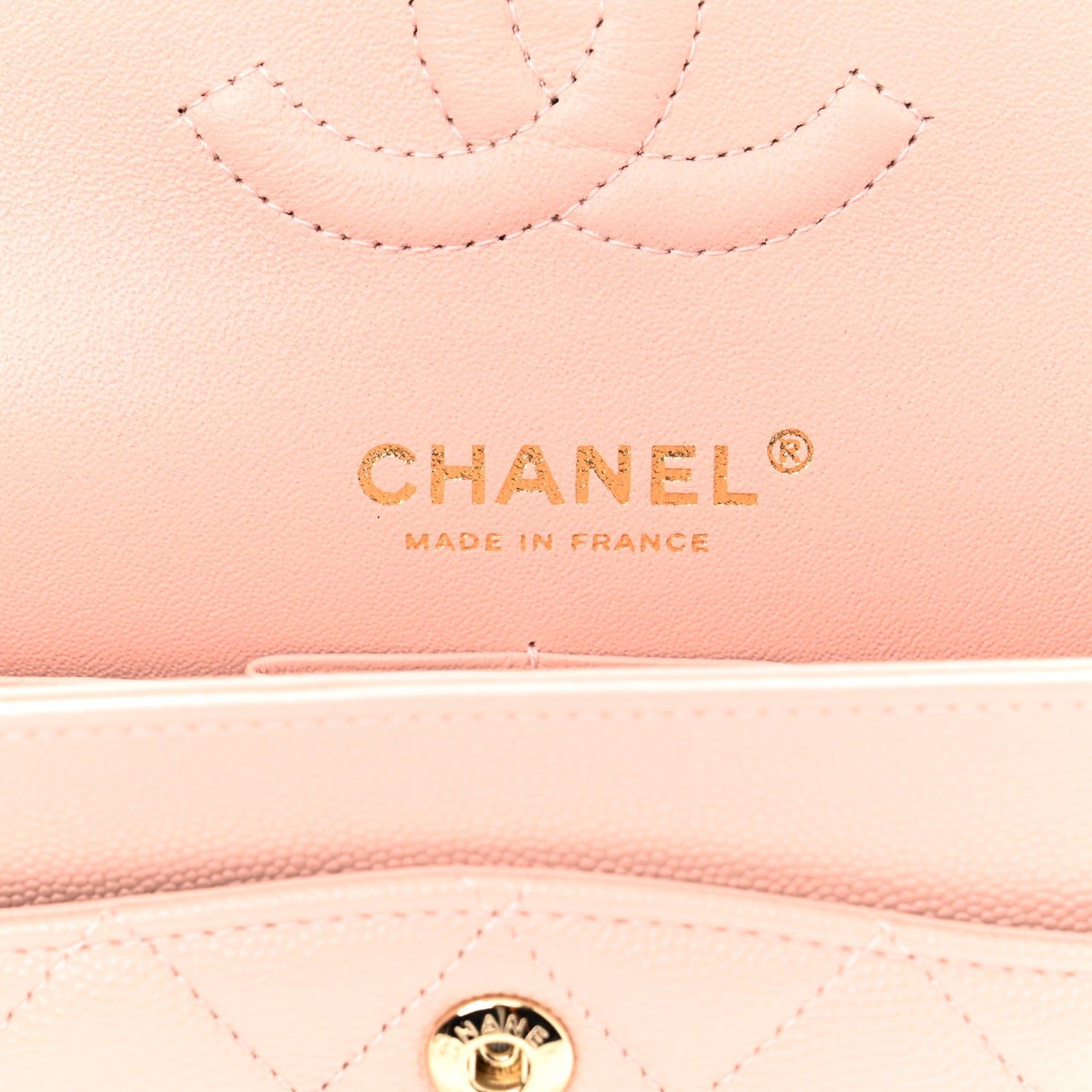 Caviar Quilted Small Double Flap Light Pink