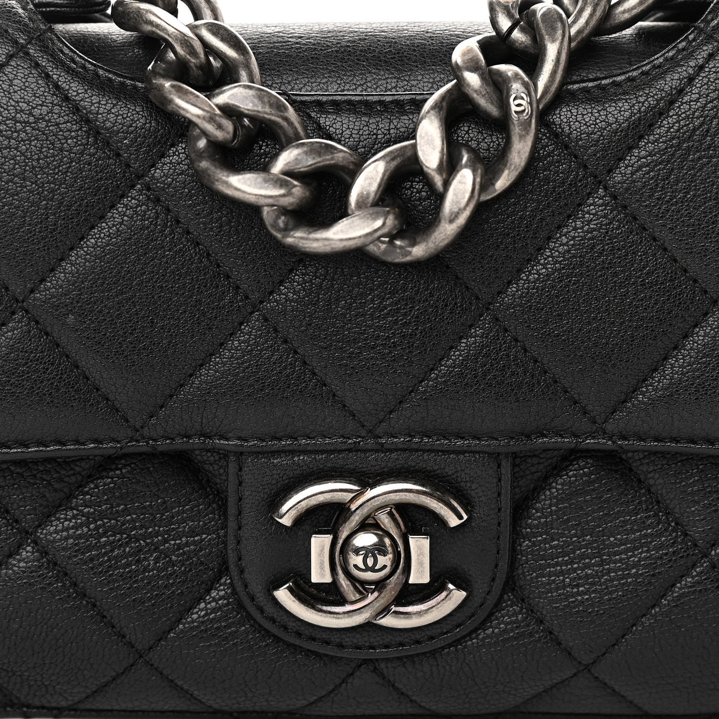 Goatskin Quilted Medium Perfect Edge Flap Black