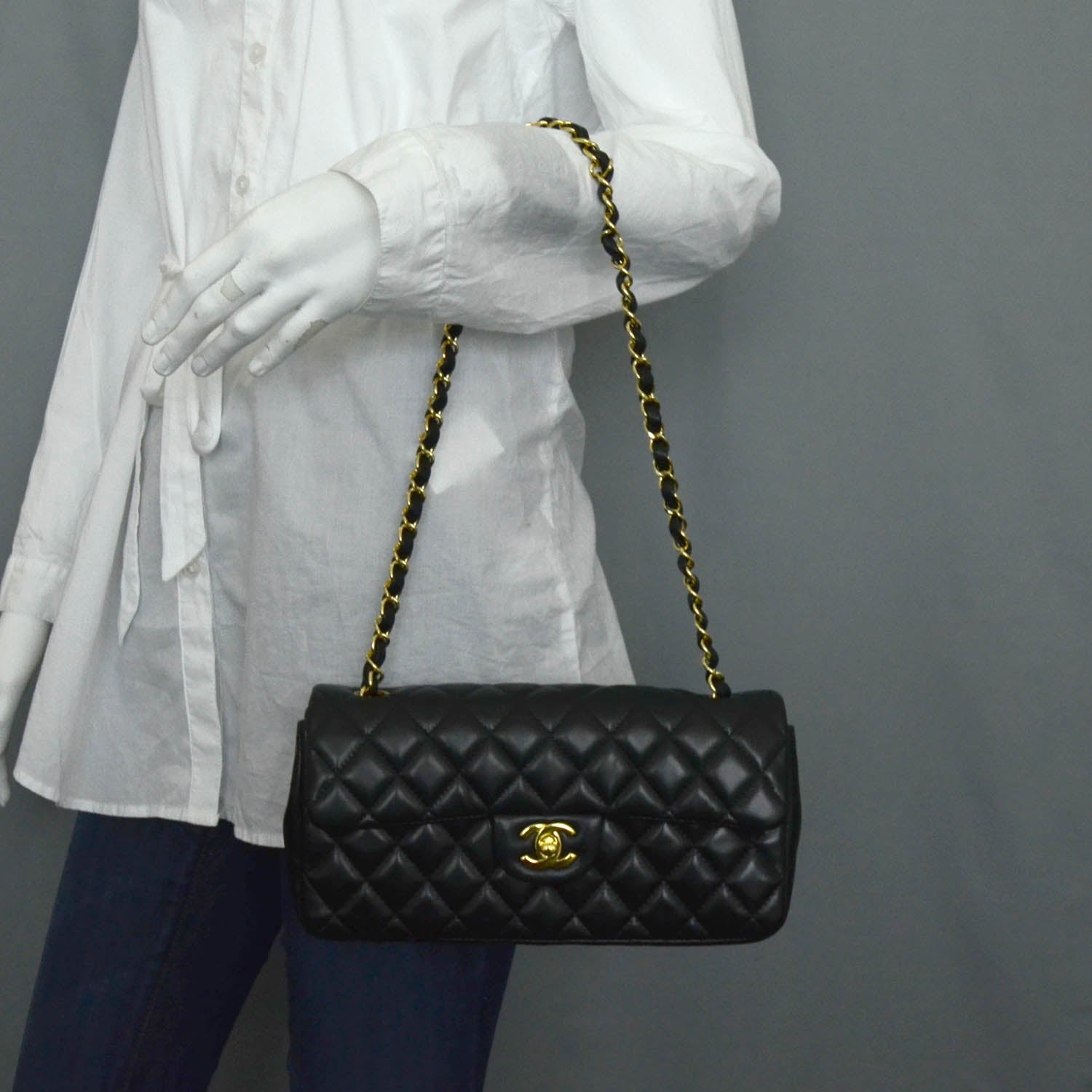 Chanel Lambskin Quilted East West Flap Black 2 of 12