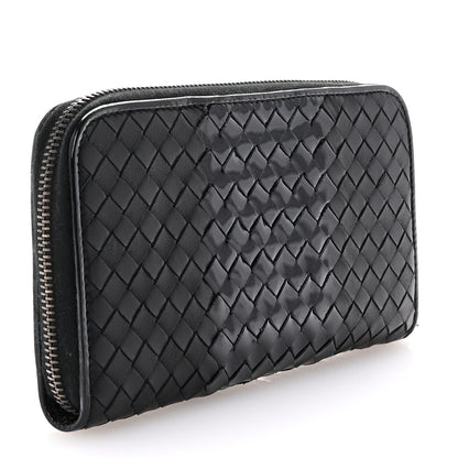 Bottega Veneta Nappa Patent Intrecciato Zip Around Wallet Black 3 of 8