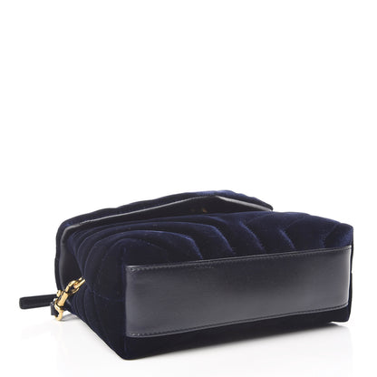 Saint Laurent Velvet Y Quilted Monogram Toy Loulou Crossbody Bag Navy 4 of 11