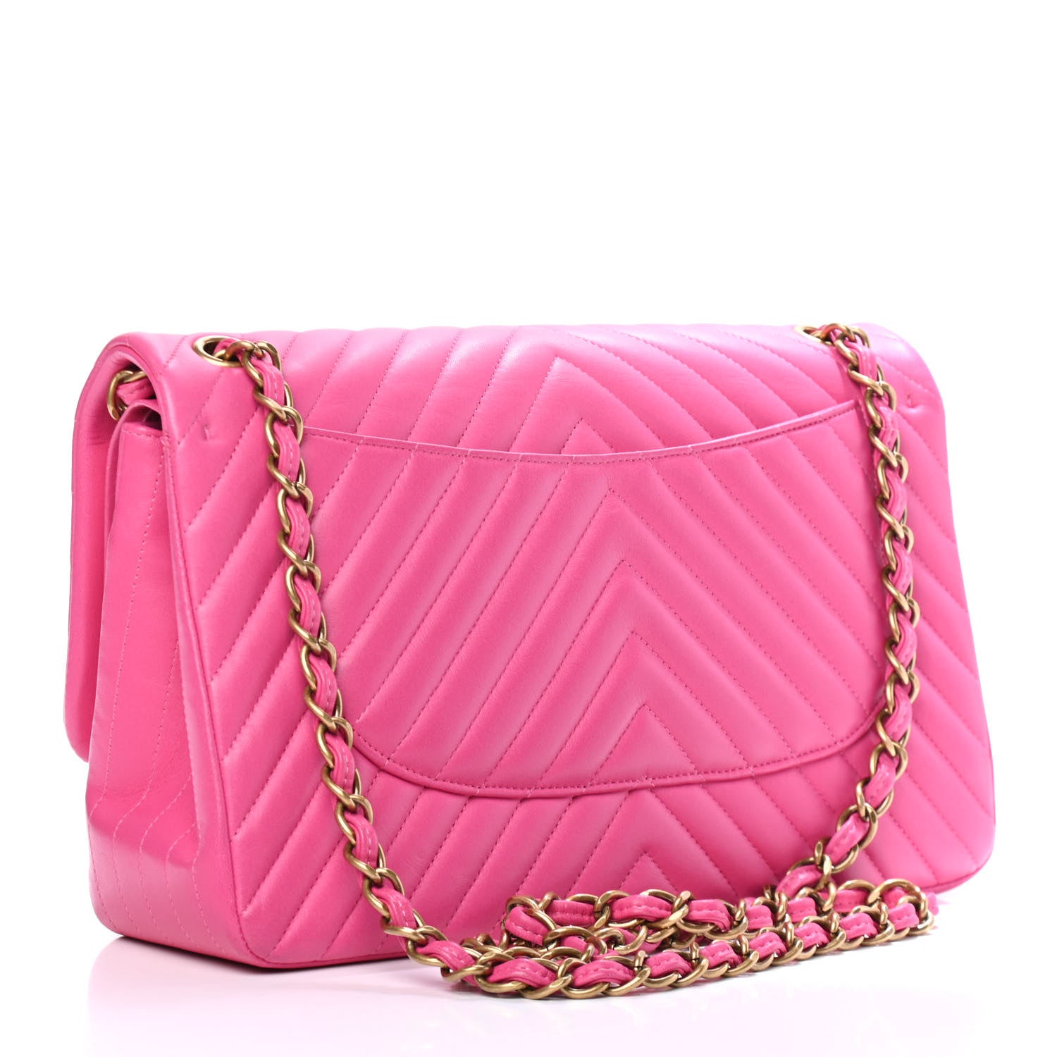 Chanel Lambskin Chevron Quilted Jumbo Double Flap Pink 2 of 4