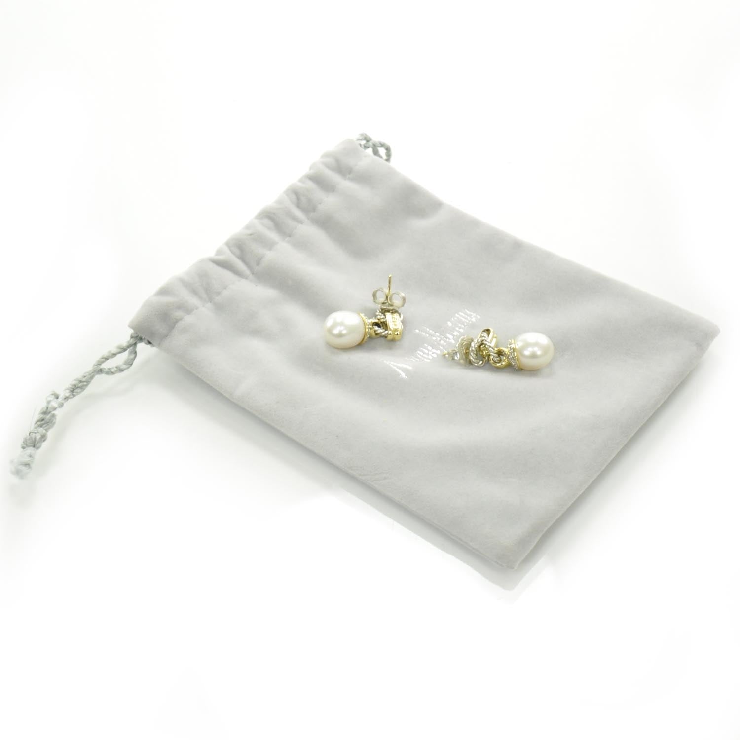 David Yurman Pave Diamond and Tahitian Pearl Earrings 5 of 6