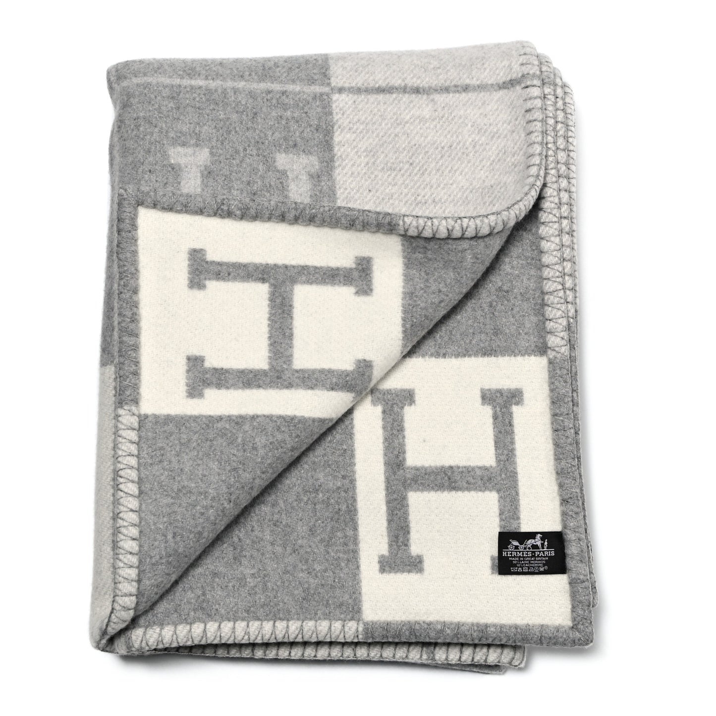 Wool Cashmere Avalon III Blanket Ecru Gris Clair