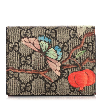 Gucci GG Supreme Monogram Tian Card Case Beige Multicolor Red 1 of 8