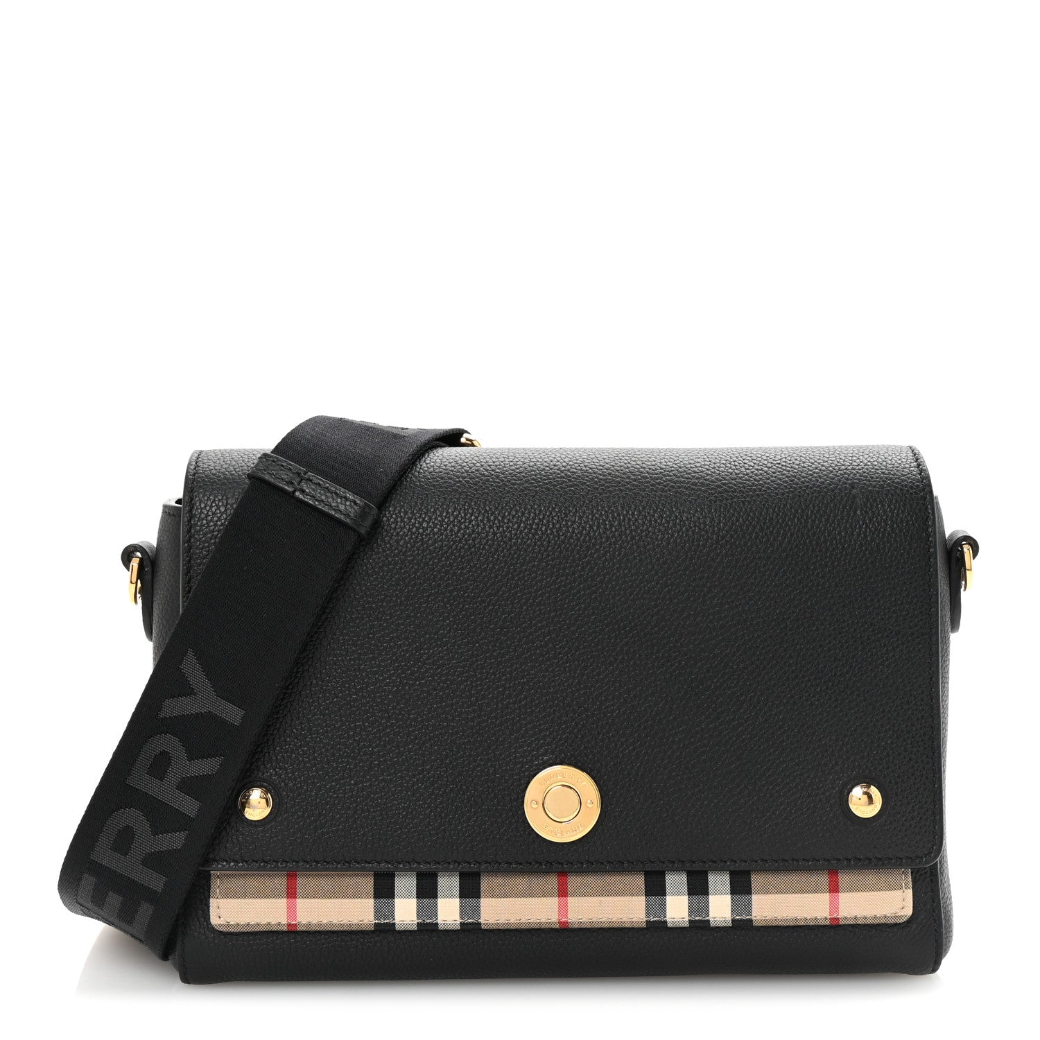 Burberry Grainy Calfskin Vintage Check Note Crossbody Bag Black 1 of 9