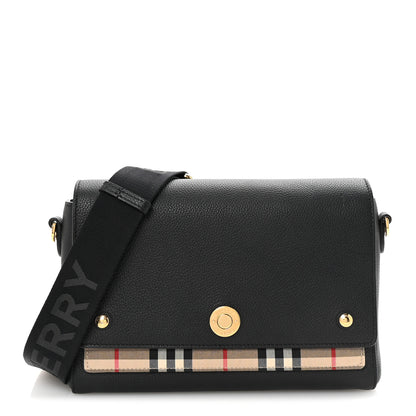 Burberry Grainy Calfskin Vintage Check Note Crossbody Bag Black 1 of 9