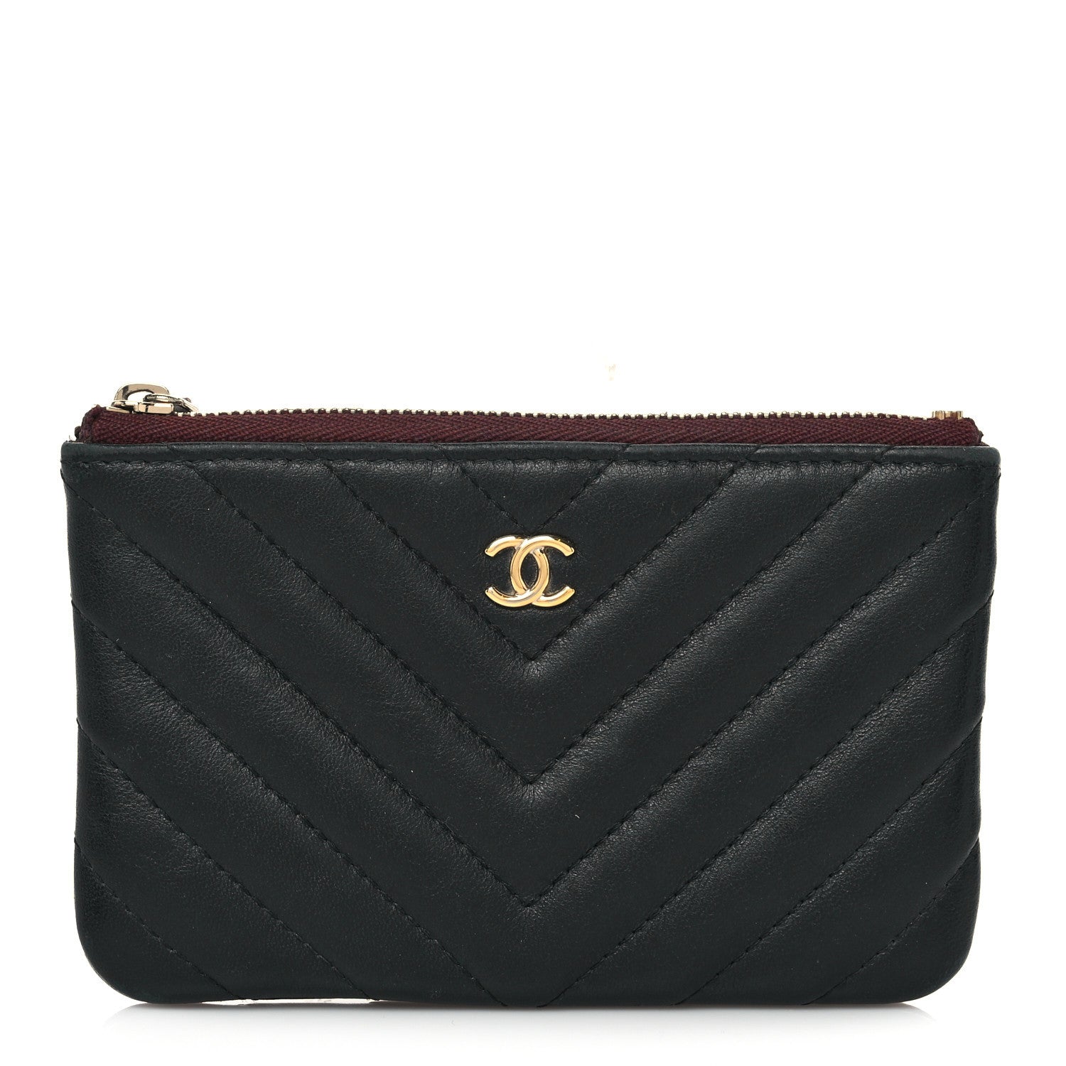 Chanel Lambskin Chevron Quilted Small Cosmetic Case Black 1 of 8