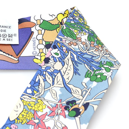 Hermes Silk Pony Pit Stop Twilly Bleu Vert Rose 3 of 3