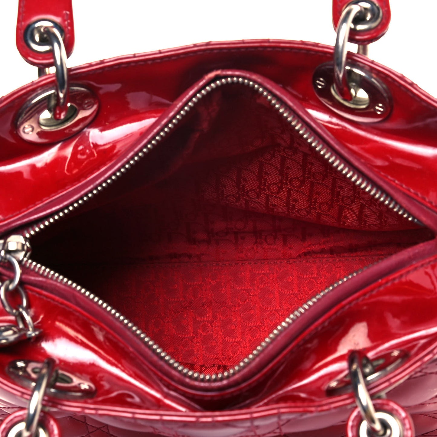 Patent Cannage Medium Lady Dior Red