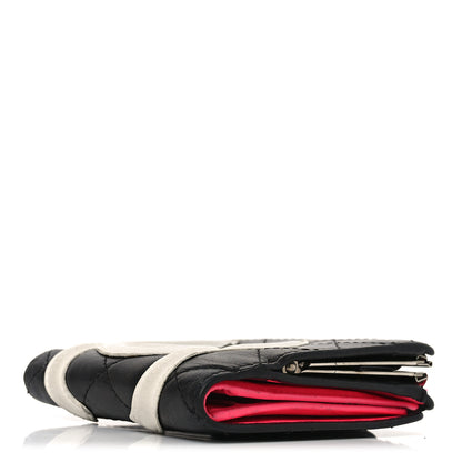 Chanel Calfskin Quilted Cambon Bi-fold Wallet Black White 4 of 7