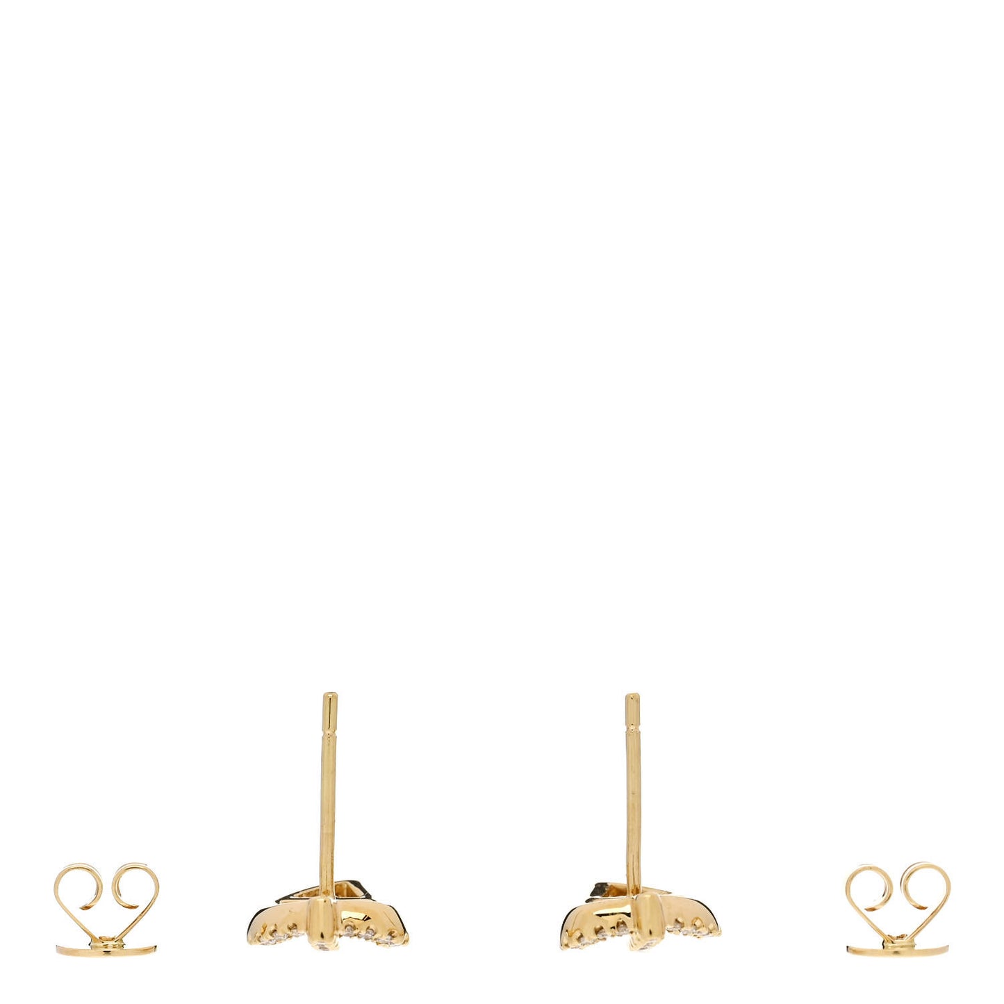 18K Yellow Gold Diamond Small Palm Leaf Stud Earrings