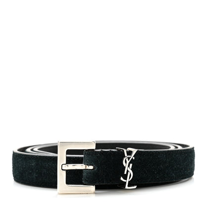 Saint Laurent Suede Monogram Square Buckle Belt 85 34 Black 1 of 7