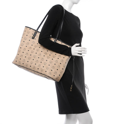 MCM Visetos Large Reversible Shopper Tote Beige 3 of 16
