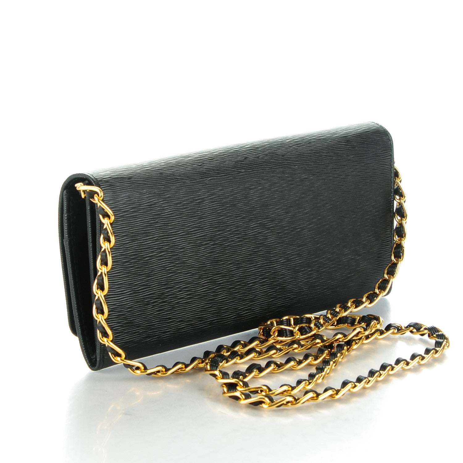Prada Vitello Move Oro Chain Wallet Nero Black 3 of 7
