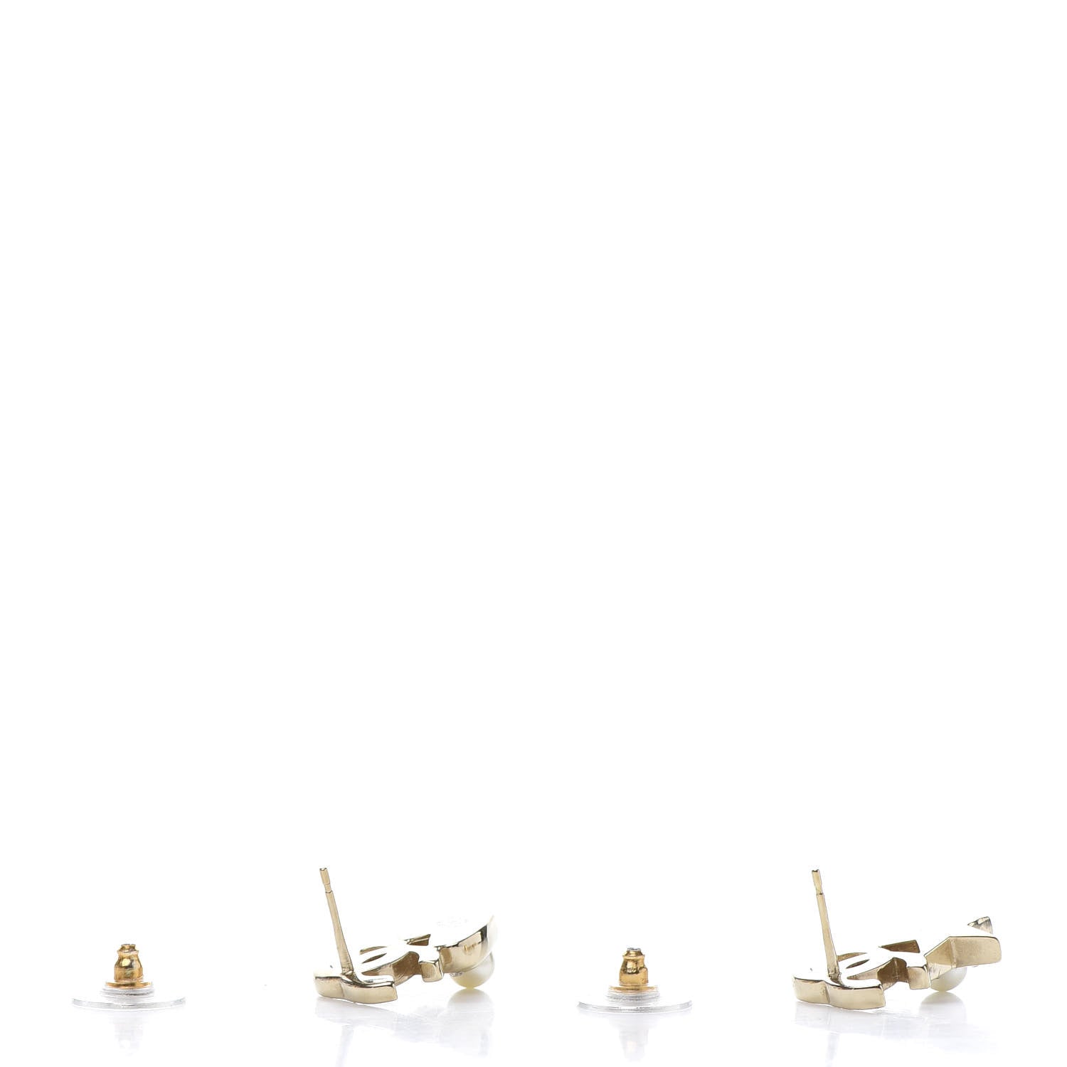 Chanel Crystal Pearl Charming Winter CC Star Heart Earrings Gold 3 of 5