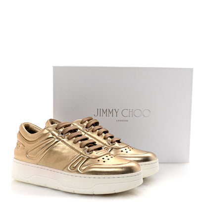 Jimmy Choo Metallic Calfskin Hawaii/F Ier Sneakers 37.5 Gold 10 of 10