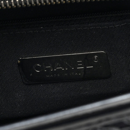 Chanel Calfskin Wool Felt Embossed Small Gabrielle Logo Hobo Black 6 of 9